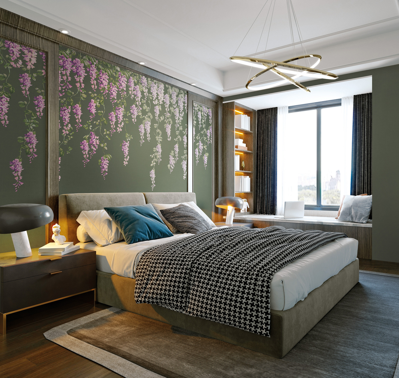 Панно Loymina Панорама Лиловый дождь PNR2 005/3 3×1 фото в интерьере